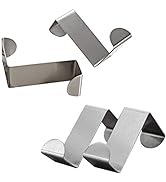 Mziart Pack of 4 Stainless Steel Reversible Over Door Cabinet Drawer Hooks Office Kitchen Towel C...