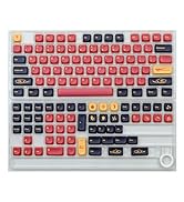 YMKPVR KBDiy Red Samurai Keycaps 60 Percent KOA Profile,Five Sides Dye-Sublimation PBT Retro Cust...