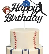 Hooqict Baseball Happy Birthday Cake Topper Glitter Cake Decorations for Kids Boys Men Baseball B...