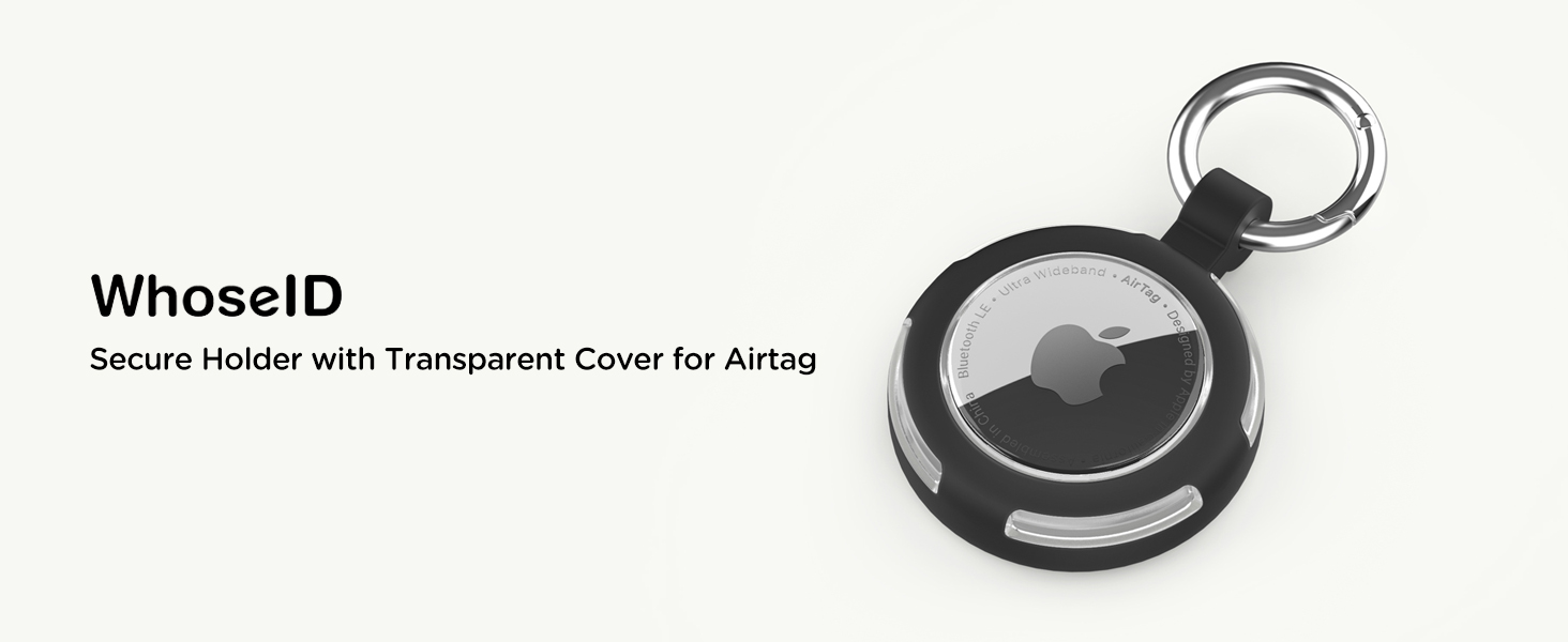 WhoseID Secure Holder with Transparent Cover for Airtag - Black