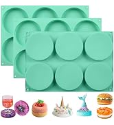Zorazio 4Inch Round Silicone Mold for Baking, 3Pcs Large Silicone Muffin Top Pan Non-Stick, 6-Cav...