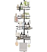 DTUQYX Shower Caddy Tension Pole: 4-Tier Corner Bathroom Shelf Organizer with Soap & Toothbrush H...