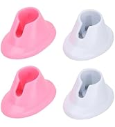 Dwuww 4Pcs Pink and White Soft Rubber Nail Polish Bottle Holder,Nail Art Organizer Display Manicu...