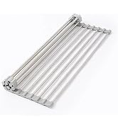 HGLuKGO Over Sink Dish Drying Rack, Roll up Dish Drying Rack, 304 Stainless Steel Over The Sink D...
