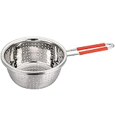 Contiup Stainless Steel Perforated Metal Colander Strainer with Long Red Handle Sieve Sifters Use...