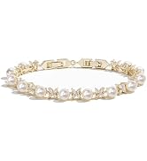 EVER FAITH Gorgeous Cubic Zirconia Wedding Jewelry for Bride Bridesmaid, Elegant Simulated Pearl ...