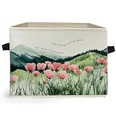 Ghoaoivo Inspirational Mountain Wildflower Storage Box Bins, Motivational Quote Floral Mountain C...