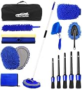 62'' Car Wash Brush Kit Mitt Mop Sponge with Long Handle, 1 Chenille Scratch-Free Replacement Hea...