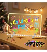 LED Note Board with Colors,Acrylic Dry Erase Board with Light,11.8