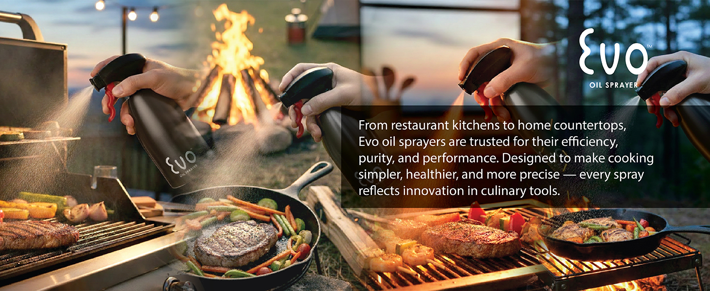 Evo Oil Sprayer 18/8 Stainless Steel, Non-Aerosol for Olive, Cooking Oils, and Vinegars