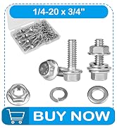 Yinpecly 15 Sets 1/4-20 x 3/4" Flanged Hex Head Bolts Kits | 1/4-20 Flange Hexagon Screws and Nut...