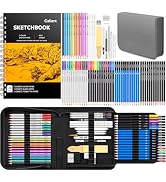 Caliart 176PCS Art Supplies Sketching Kit, 100 Sheets 3-Color Sketch Book | Graphite Colored Char...