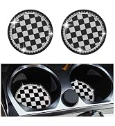 2026 New Checkered Car Cup Coasters,2.75-Inch Bling Cup Holder Coasters for Car with Rhinestones,...