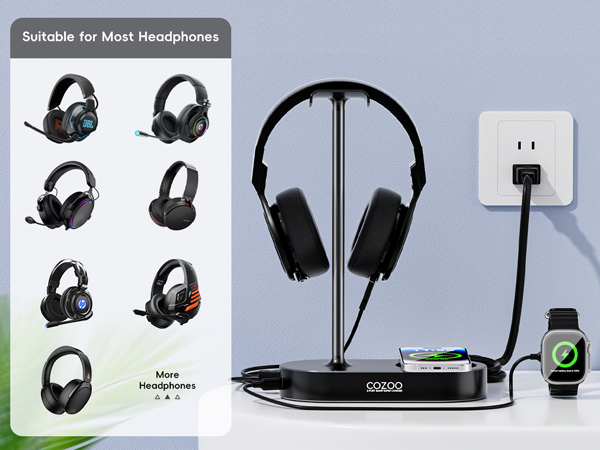 Headphone Stand with Wireless Charging Pad