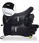 Walfos Grilling Gloves - Heat Resistant Silicone Oven Mitt, Premium Non-Slip Silicone Internal Pr...