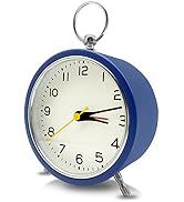 Analog Alarm Clock with Night Light for Kids, 4" Vintage Silent Non-Ticking Tabletop Clock for Sh...