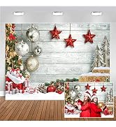 CHAIYA 7X5FT Christmas Backdrop White Wood Floor Photography Backdrop Winter Snow Christmas Balls...