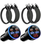 90W USB C Car Charger, OKRAY 5-Port Car Adapter Dual PD30W Fast Charging | 2Pack Multiport 12v Ci...