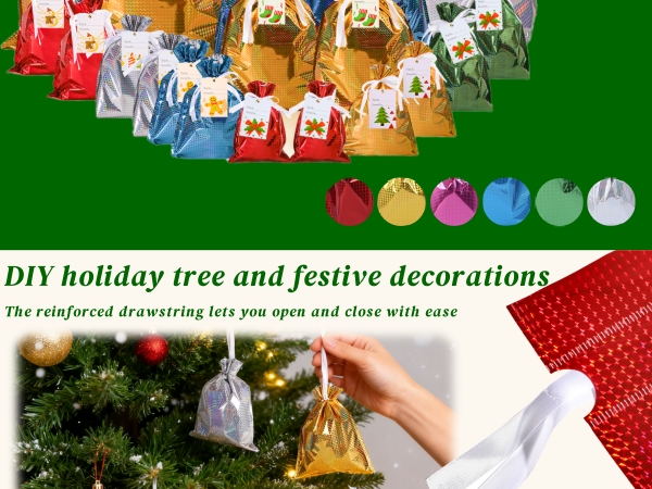 Christmas Drawstring Gift Bags