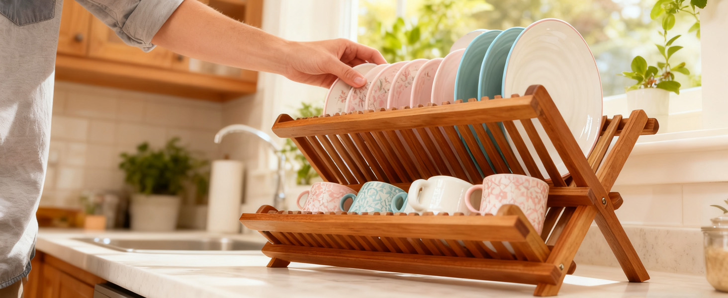 teak dish drying rack