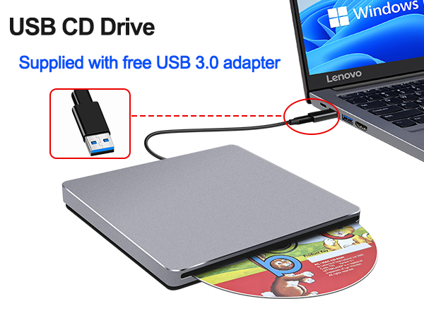 This external disc drive for laptop supports macos and Windows system computer.