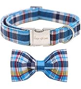 Unique style paws Plaid Dog Collar with Bow Pet Gift Adjustable Soft and Comfy Bowtie Collars for...
