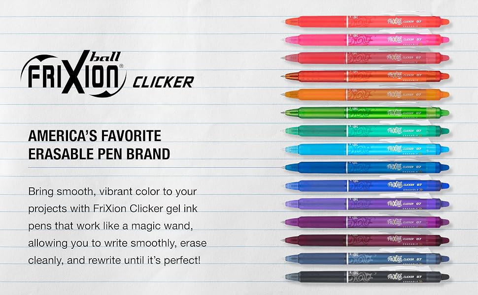 Bring smooth, vibrant color to your projects with FriXion Clicker gel ink pens