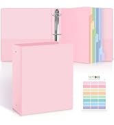 SKYDUE 2 Inch 3 Ring Binder with 8 Tab Dividers & 24 Labels, Large Capacity Pastel Binder Organiz...