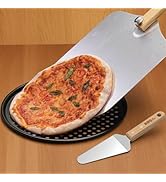 3-Piece Pizza Tool Set - 12" Aluminum Pizza Peel Paddle with 12" Pizza Pan & Pie Server, Pizza Sp...