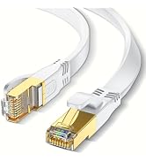 Ohmvolta Cat 8 Ethernet Cable 3ft White, Outdoor and Indoor Flat S/FTP Patch Cord 40Gbps, 2000MHz...