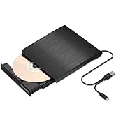 MAHAHUM External CD/DVD Drive for Laptop USB 3.0 & USB C CD Player Portable Ultra-Slim External D...