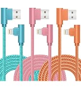 iPhone Charger, 3 Pack 10FT 90 Degree Charging Cable MFi Certified USB Lightning Cable Nylon Brai...