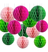 CC wonderland zone 12pcs Hot Pink and Green Paper Honeycomb Balls,6