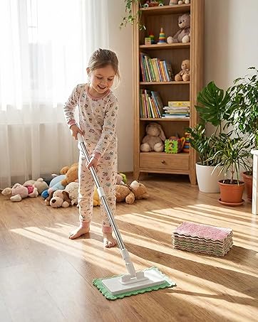 Snap Grip Mini Mop, Zero Touch Cloth Changing Mop with Automatic Push Pull Handle