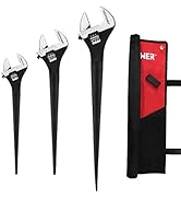 MAXPOWER 3-pieces Spud Wrench, 10-inch 12-inch 16-inch Adjustable Wrench Set with Kitbag