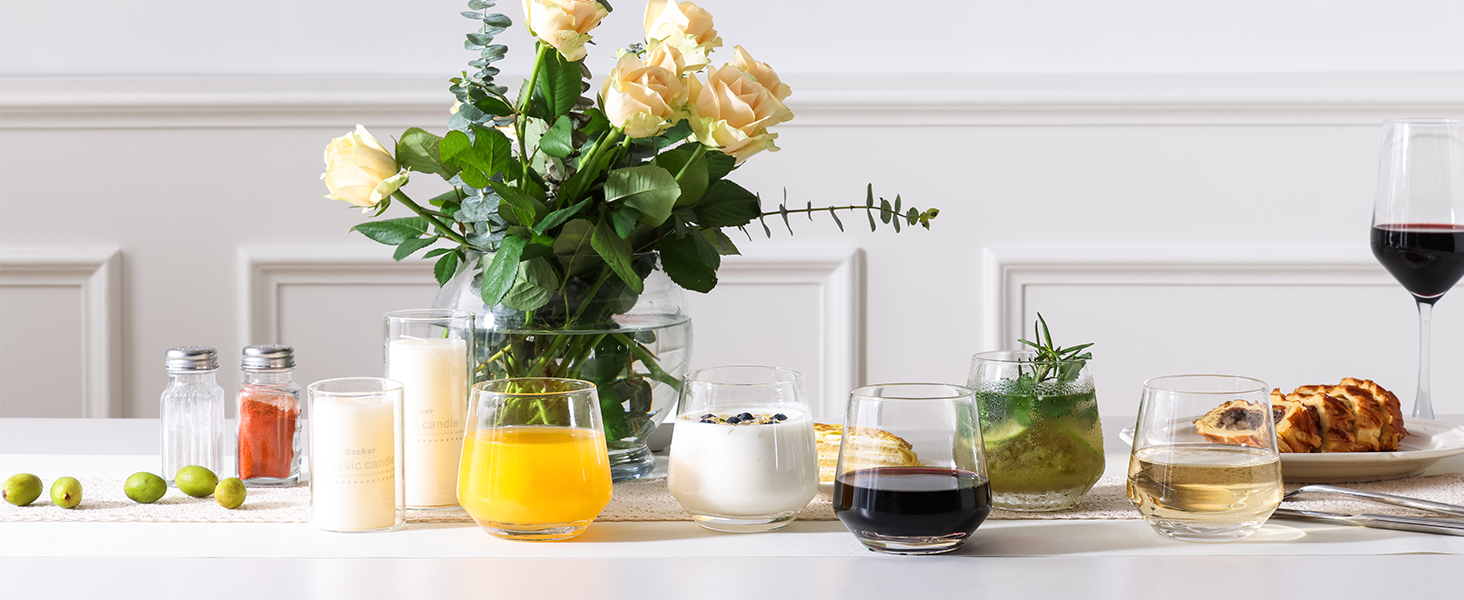 Stemless Wine Glasses Set