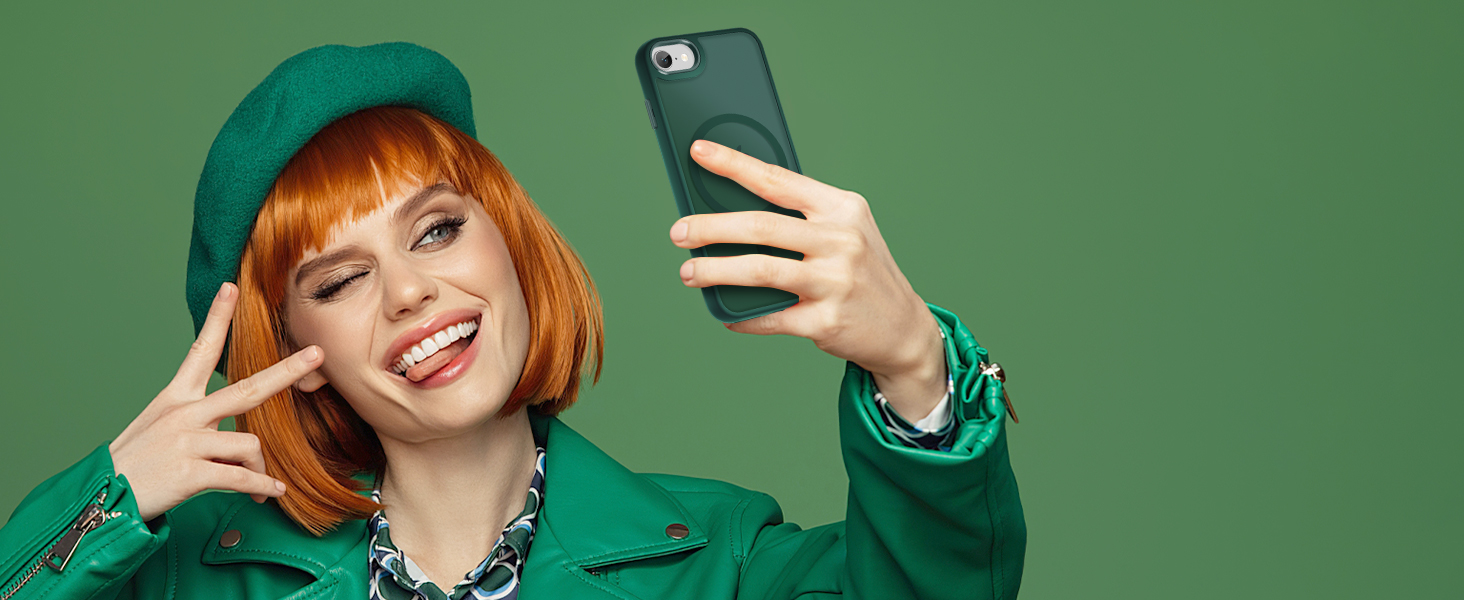a green matte case, elegant, stylish, attractive