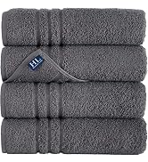 Hammam Linen Cool Grey Bath Towels 4-Pack - 27x54 Soft and Absorbent, Premium Quality Perfect for...