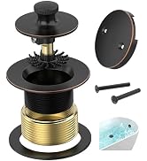 Sogmeter Oil Rubbed Bronze Bathtub Drain, Hair Catcher and 2-Hole Overflow Faceplate, 11.5/16 UNC...