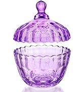 kanpura 350 ml/11.5 oz Elegant Crystal Candy Dish with Lid Decorative Candy Jar Bowl Glass Contai...