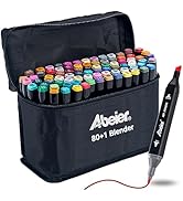 ABEIER 80 Colors Alcohol Based Markers, Dual Tip Drawing Markers Set, Plus 1 Colorless Blender Pe...