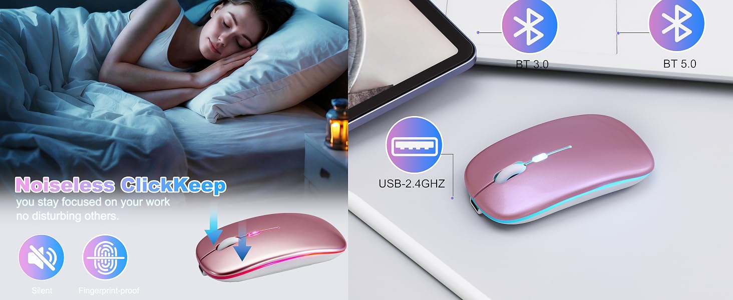 AZTZATZ Wireless Bluetooth Mouse Rechargeable