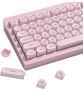 Keyporia PBT Keycaps, MOA Profile Pink Jelly Keycaps, 129 Keys Cute Custom Key caps for MX Switch...