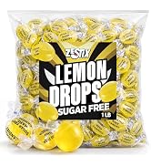 Sugar Free Lemon Drops Hard Candy, 1 lb. Bag, Individually Wrapped Lemon Candy, Sugarless Low Cal...