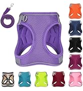 PWOD Dog Harness with Leash Set, No-Pull Step-in Reflective Pet Harness with 1 Leash Clips, Adjus...