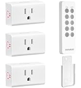 SURAIELEC Remote Control Outlet, Wireless Light Switch - 3 Outlets + 1 Remote, 15 AMP, 100FT Rang...