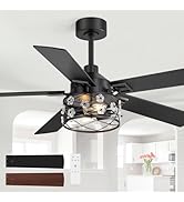 ZYD 52 Inch Chandelier Ceiling Fans, Farmhouse Crystal Ceiling Fans with Lights and Remote, Fande...