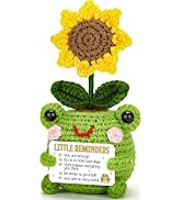 Inspirational Birthday Gift for Women,Funny Handmade Crochet Positive Frog Little Reminders Back ...