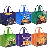 AhfuLife 6 Pcs Halloween Trick or Treat Bags, Halloween Candy Tote Bags with Handles for Kids, Re...