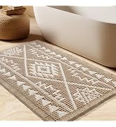 Waffle Bath Mat, Boho Woven Modern Bath Rug Absorbent Non Slip, Ultra Soft Bathroom Mats, Machine...
